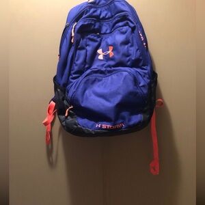 Under Armour Royal Blue Backpack with Coral Highlights
